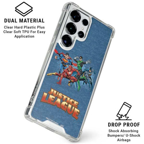 Justice League Action Pose Charcaters Galaxy S25 Ultra Clear Case